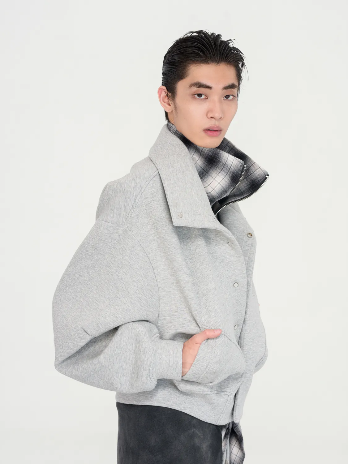 Feng Chen Wang Scuba Knit Jakke Grå 2-i-1 Lagdelt