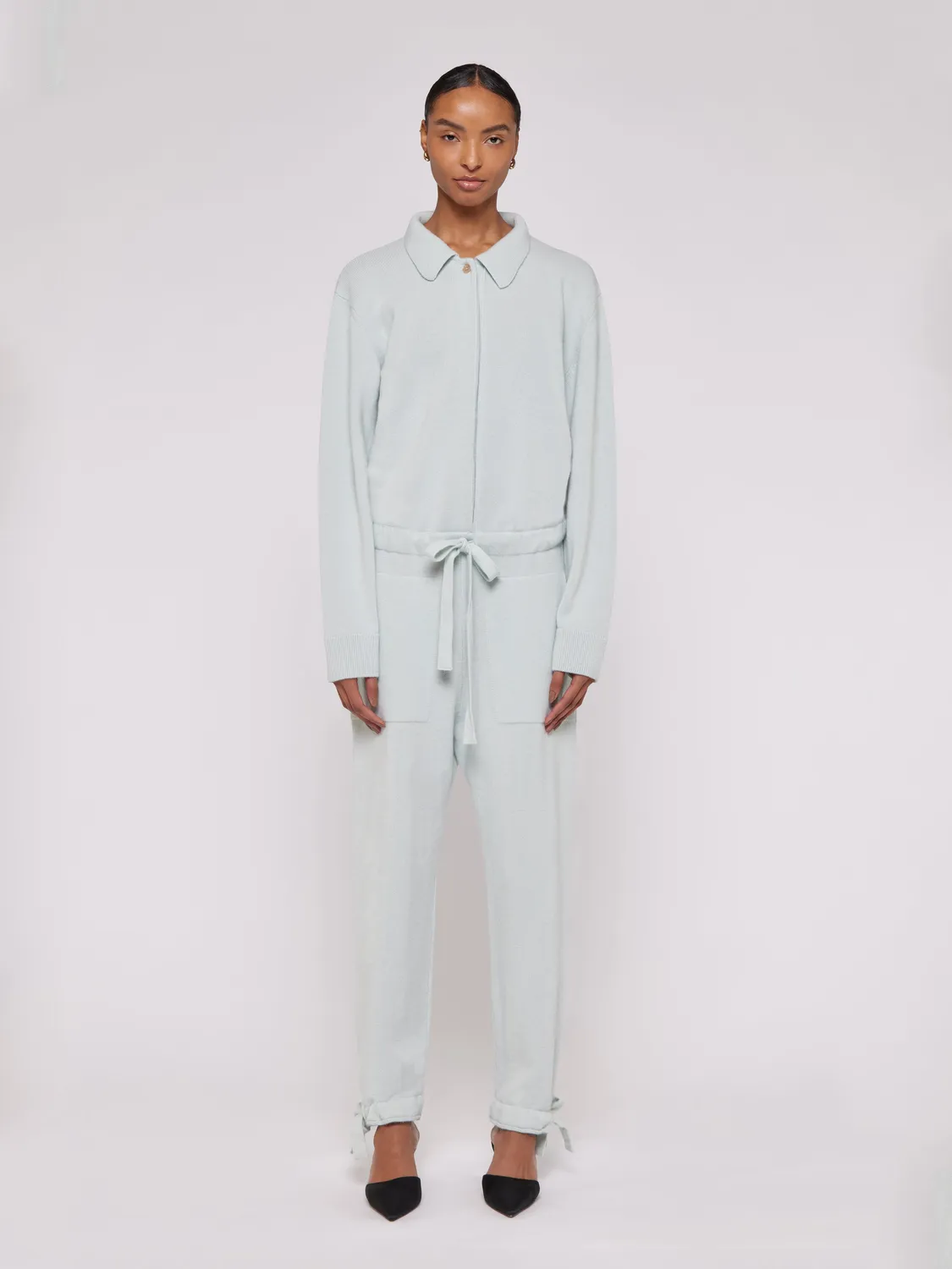 Laneus Knit Jumpsuit buksedragt salviegrøn uld