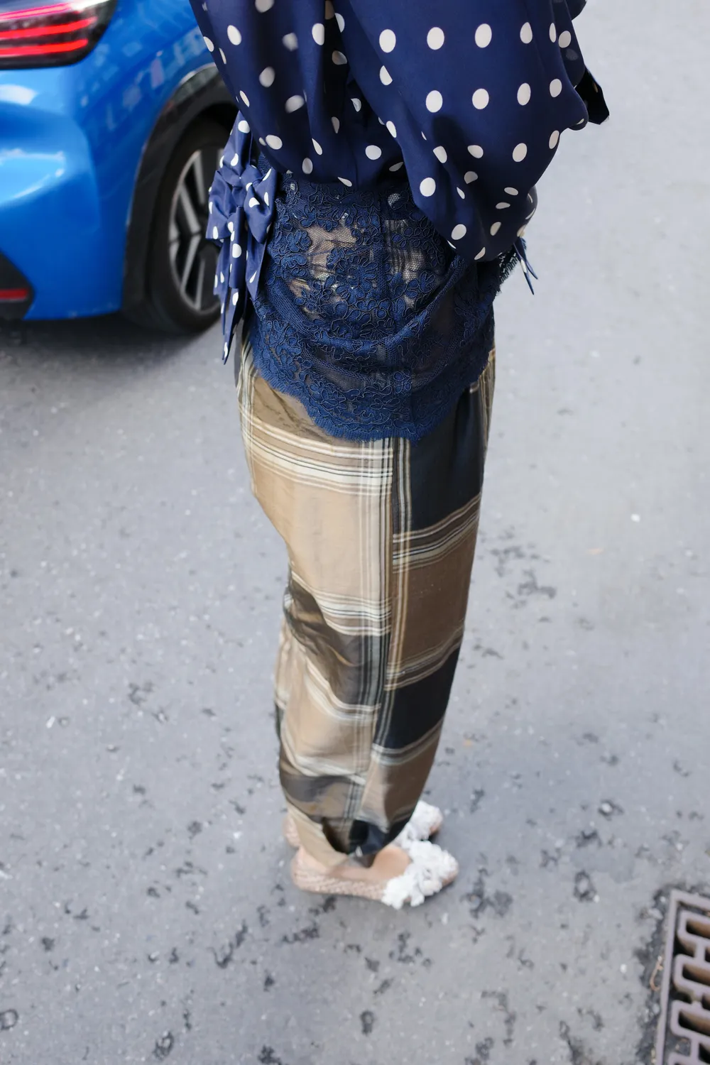 Caro Editions Lace Bow Belt bælte navy blonde blå sløjfe
