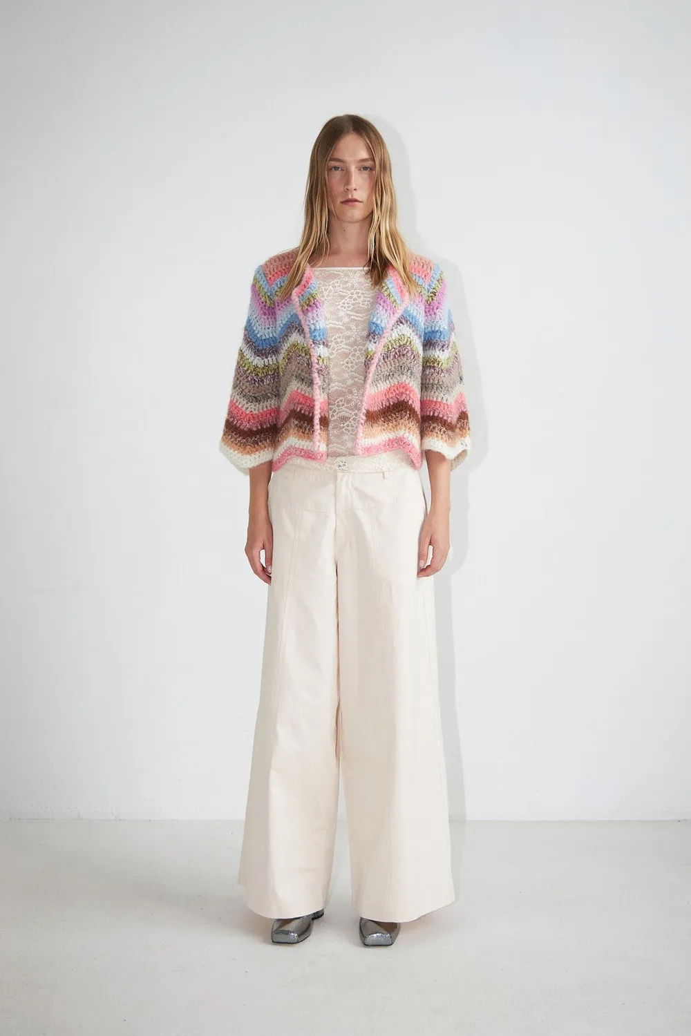 Dawn x Dare Ginza 919 strikcardigan Sorbet Multi hæklet