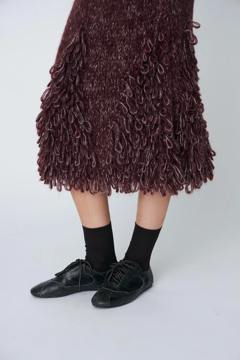 DAWNXDARE Edie 340 Raisin strikskørt mohair