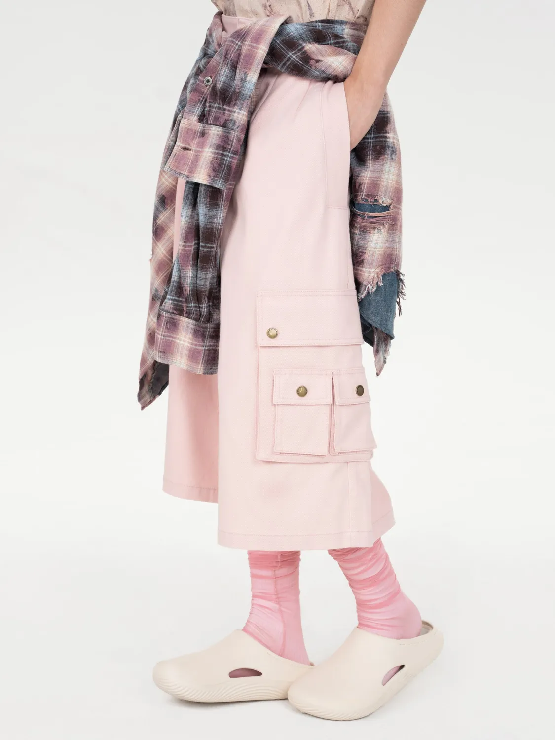 Feng Chen Wang Oversized denim cargo bukser lyserød