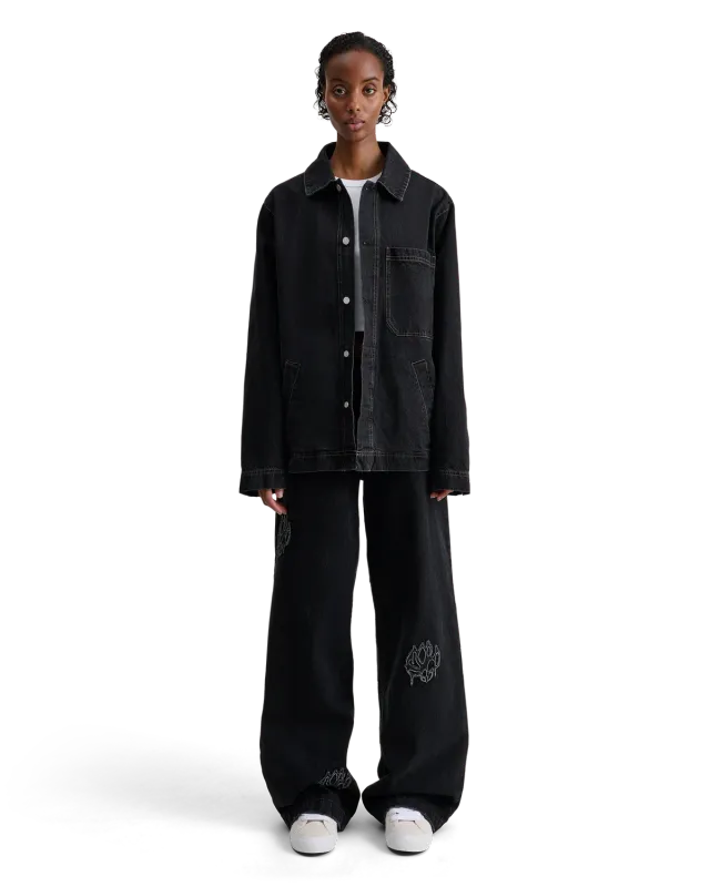 Alis Viren worker jakke washed black bomuld