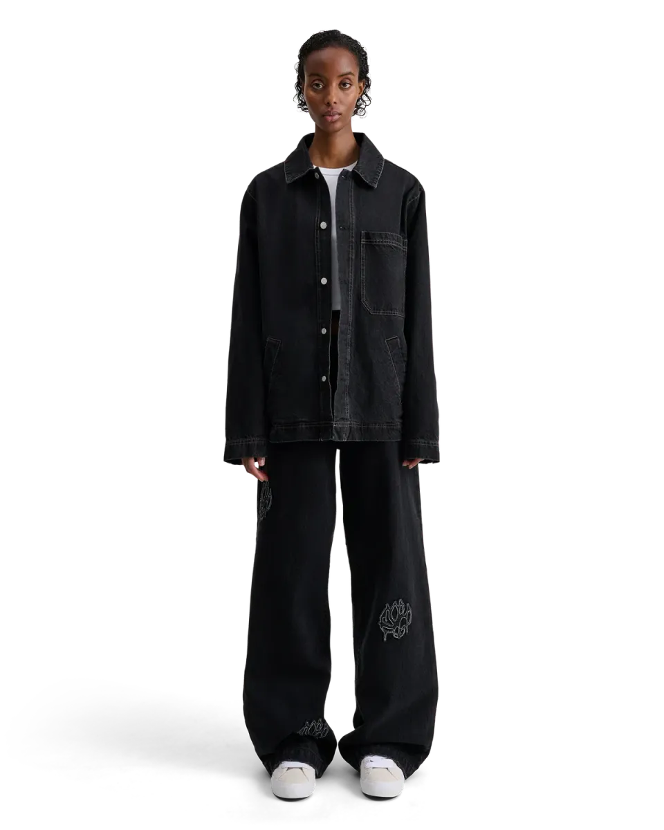 Alis Viren worker jakke washed black bomuld