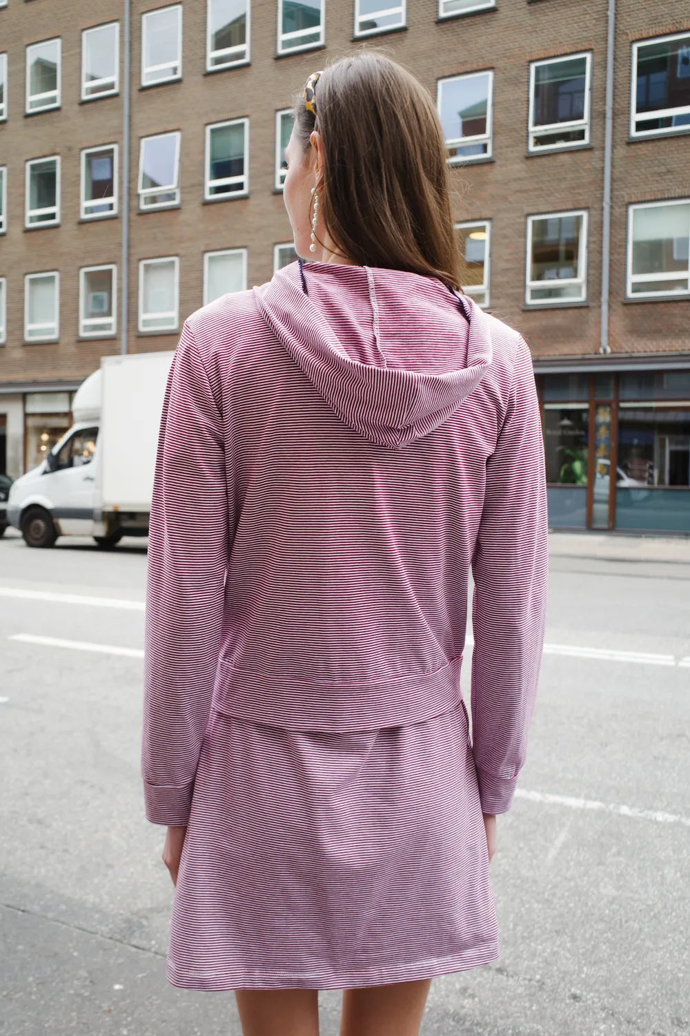 Caro Editions Jersey Hoodie hættetrøje rød stribet