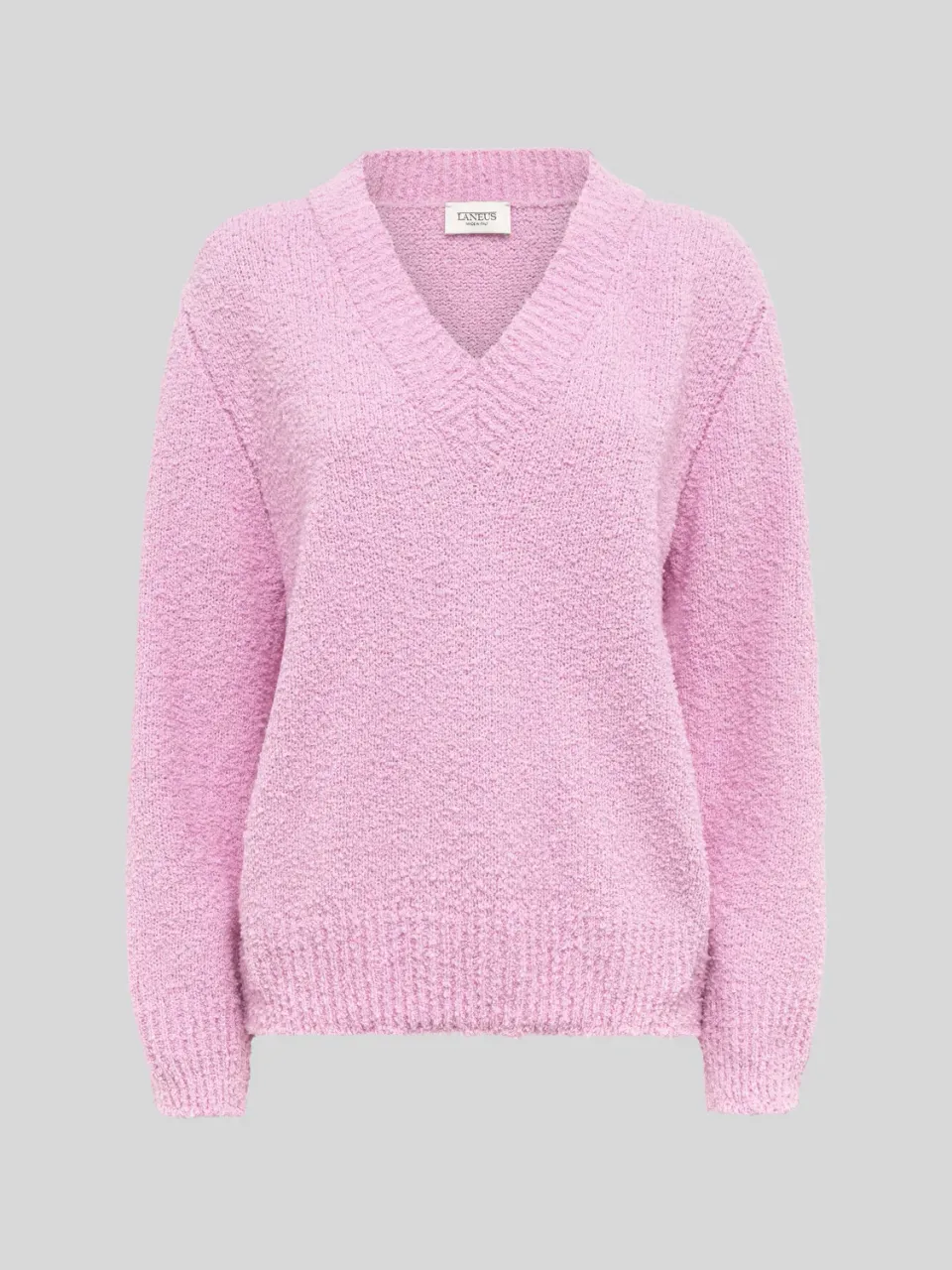 Laneus Soft V-hals striktrøje rosa uld