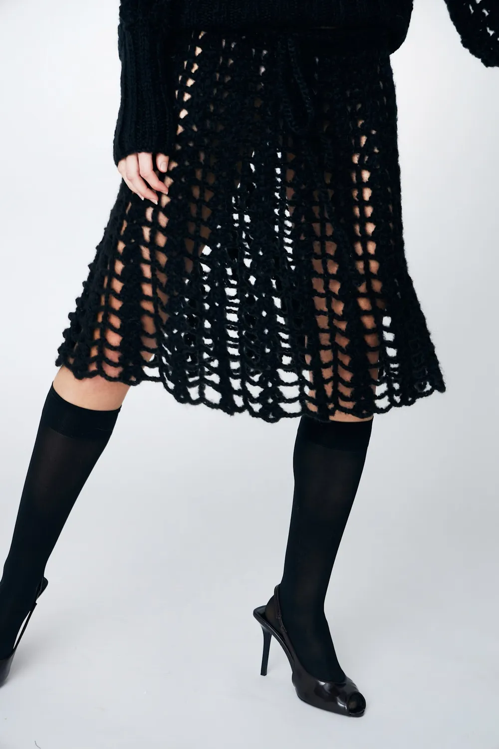 DAWNXDARE Emma Crochet nederdel 199 Black hæklet sort