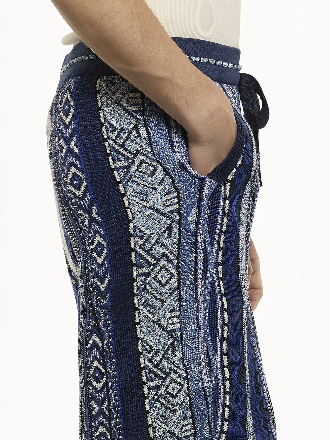 Laneus Multi-Thread Jacquard bermudashorts blå bomuld