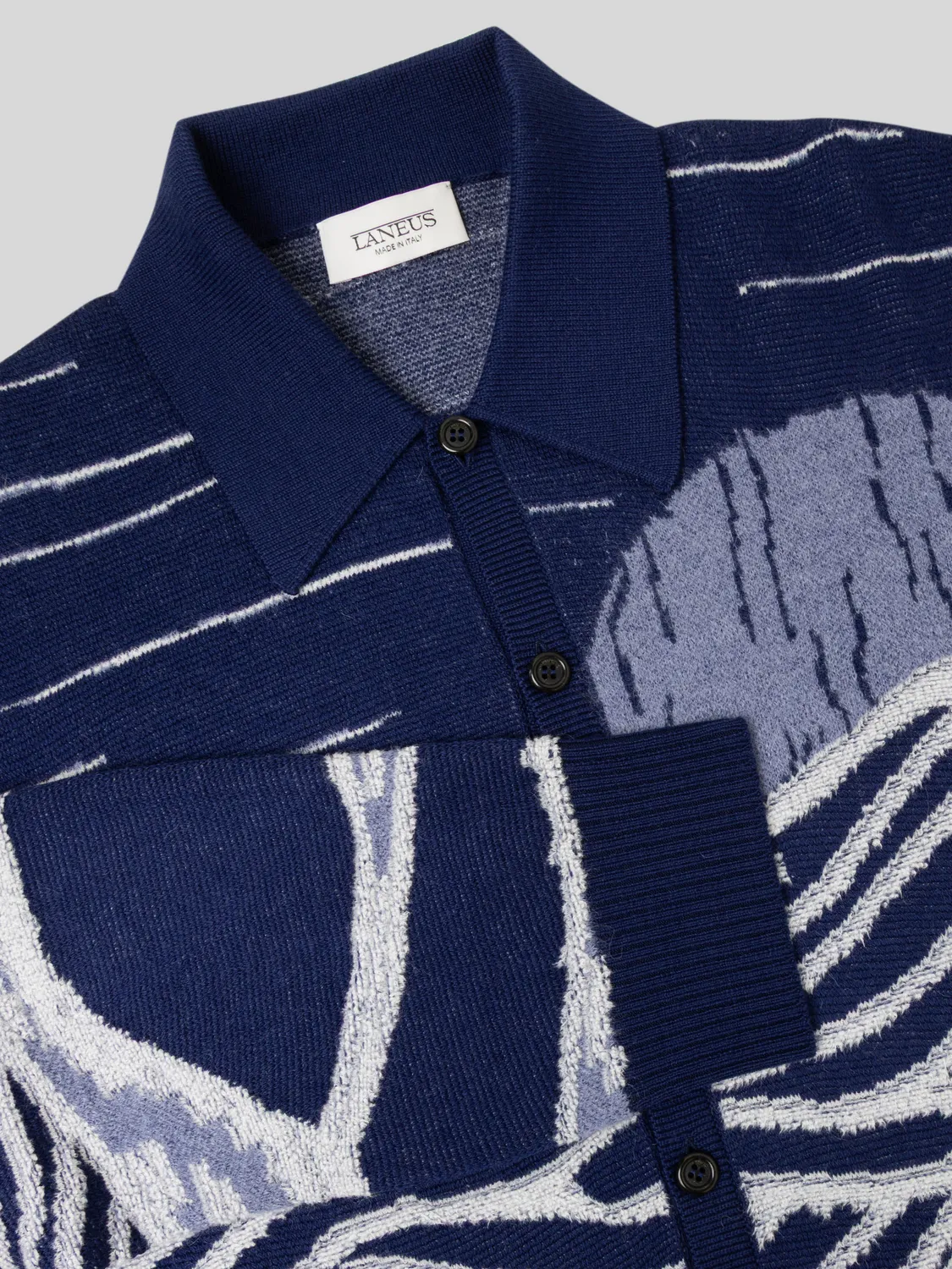 Laneus Boxy Jacquard cardigan blå uld