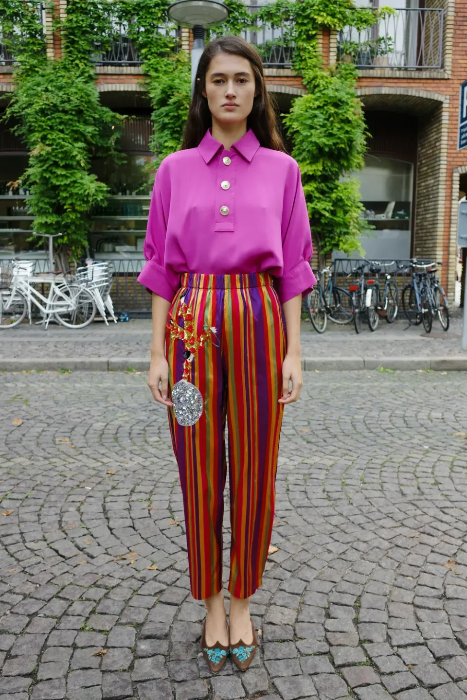 Caro Editions Coco bukser stribet klovn silke
