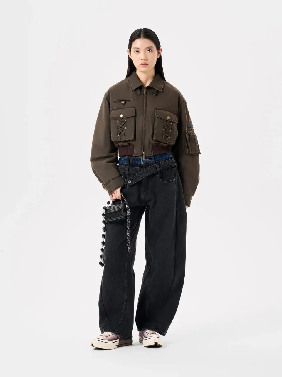 Feng Chen Wang jeans double waistband sort