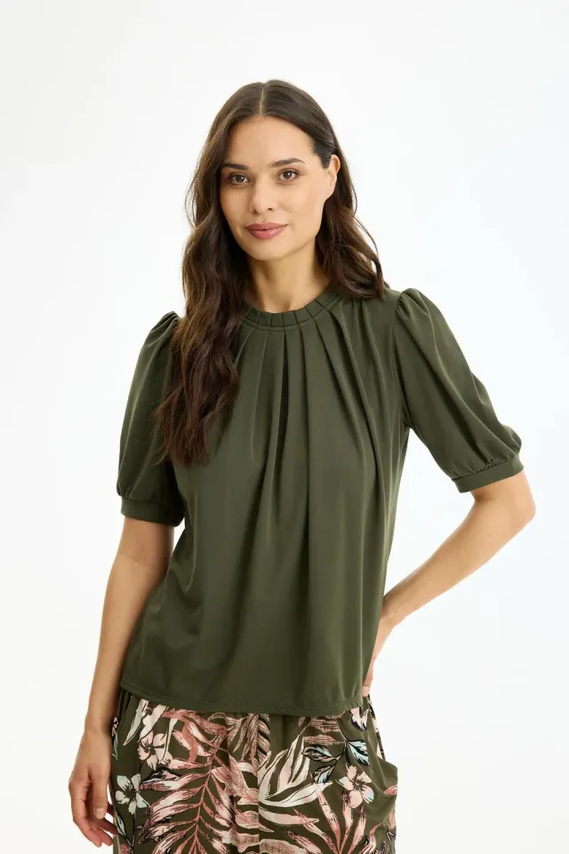 IN FRONT Grazia bluse korte ærmer jersey
