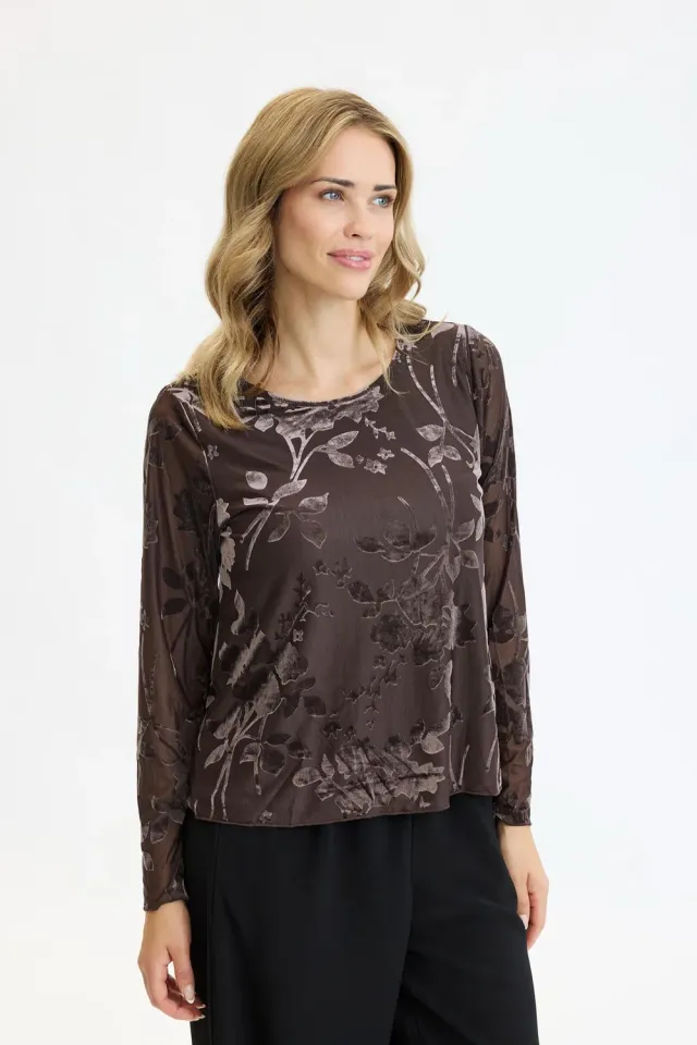 IN FRONT Natalie bluse mesh velour mønster