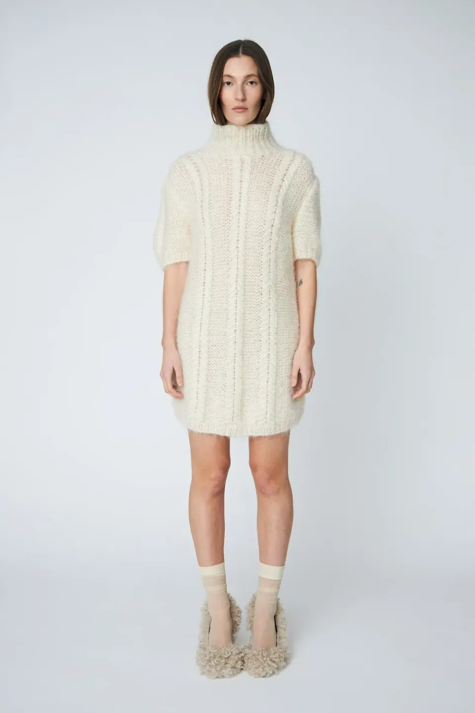 DAWNXDARE Smilla strikkjole 102 Chalk uld snoning