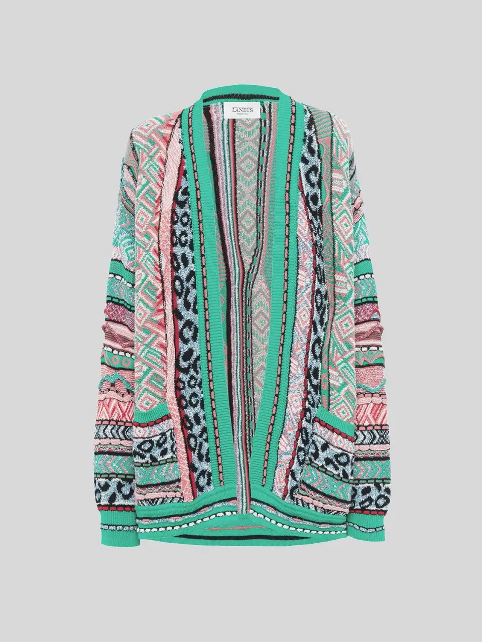Laneus Multi-Thread Jacquard Over Cardigan emerald bomuld