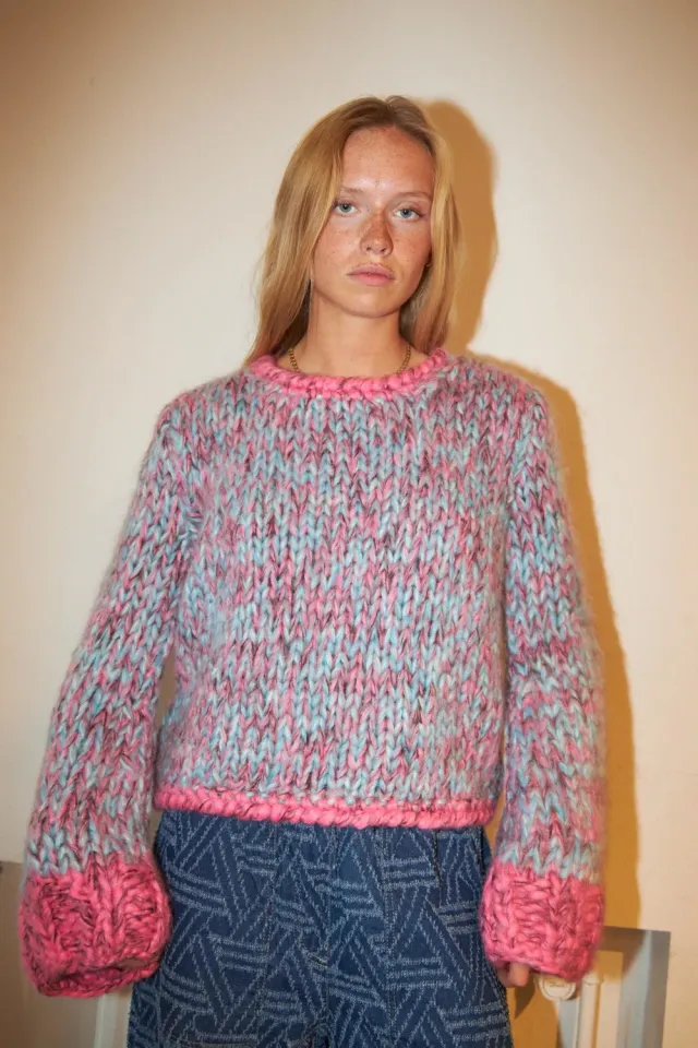 DAWNXDARE Panda pullover pink blue chunky strik