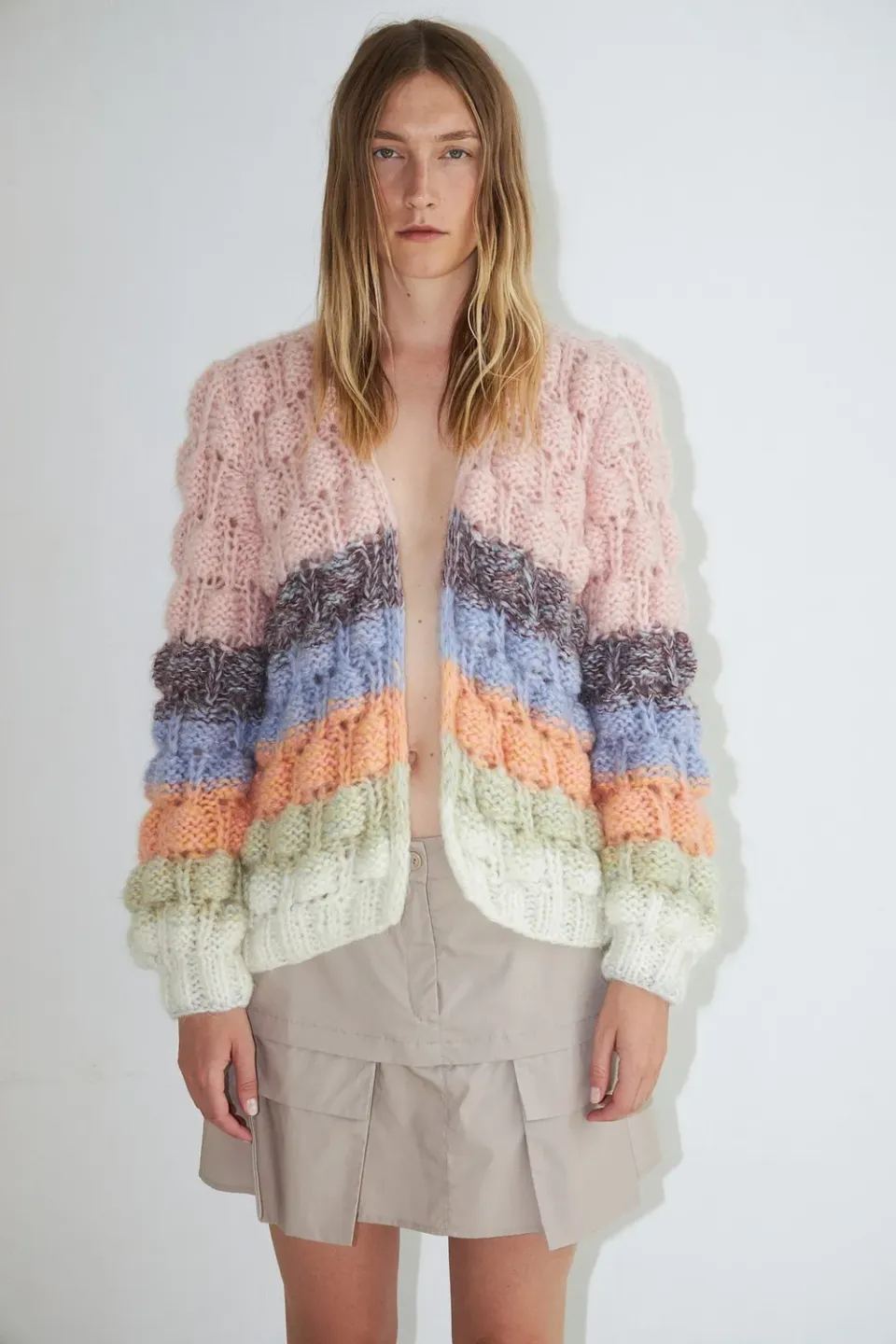 DAWNXDARE Arena Rainbow 820 Pastel Rainbow cardigan mohair