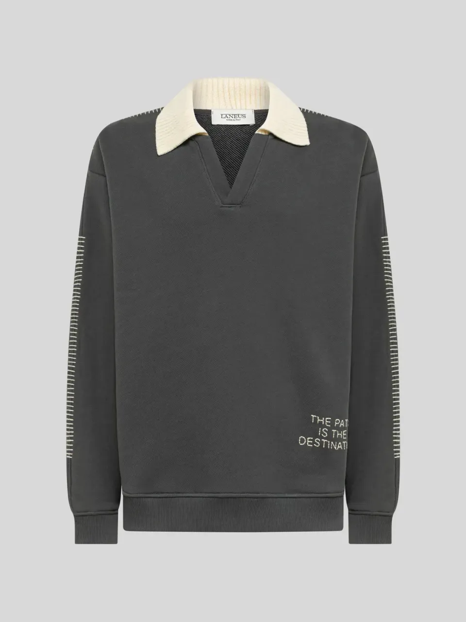 Laneus Boxy Fit polo sweatshirt grå bomuld