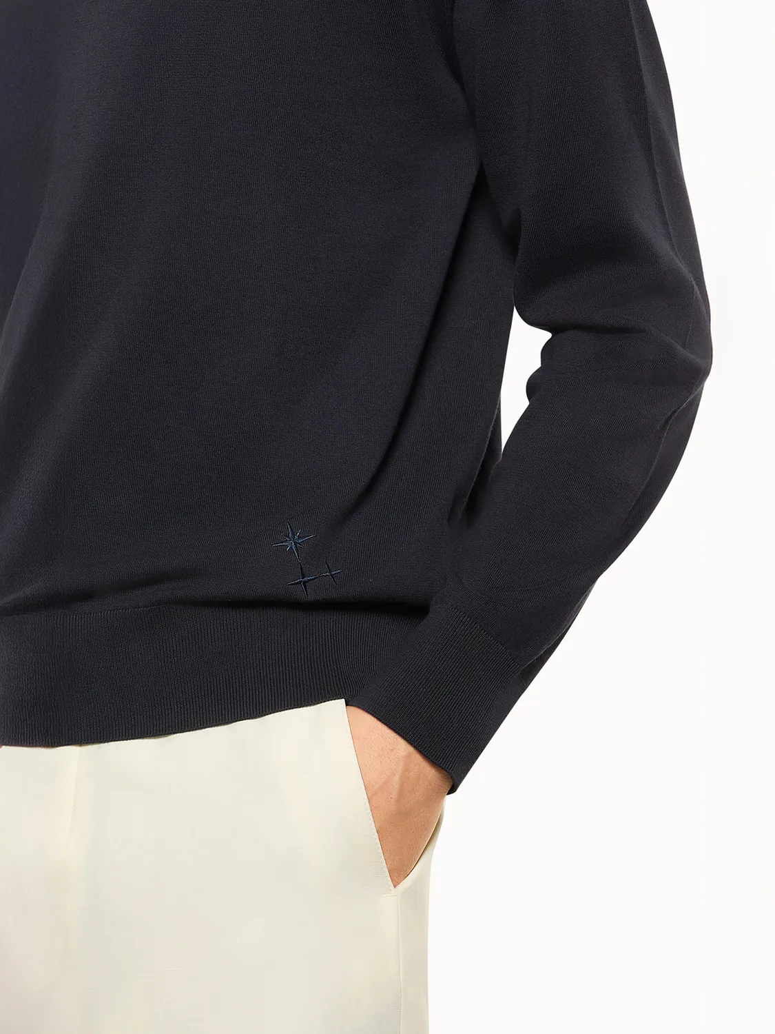 Laneus Cotton Crew Neck sweater navy bomuld