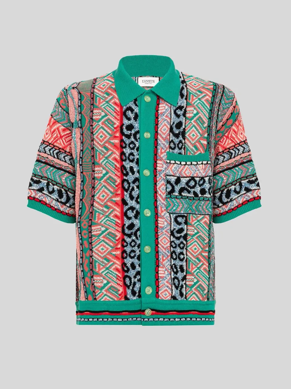 Laneus Jacquard polo smaragdgrøn bomuld
