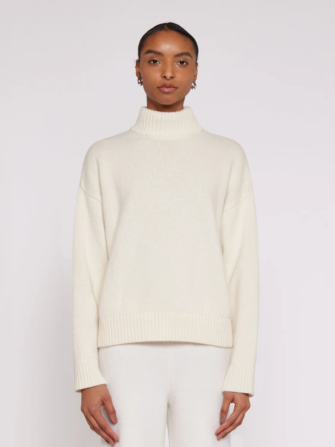 Laneus Wool Angora mock-neck sweater cream