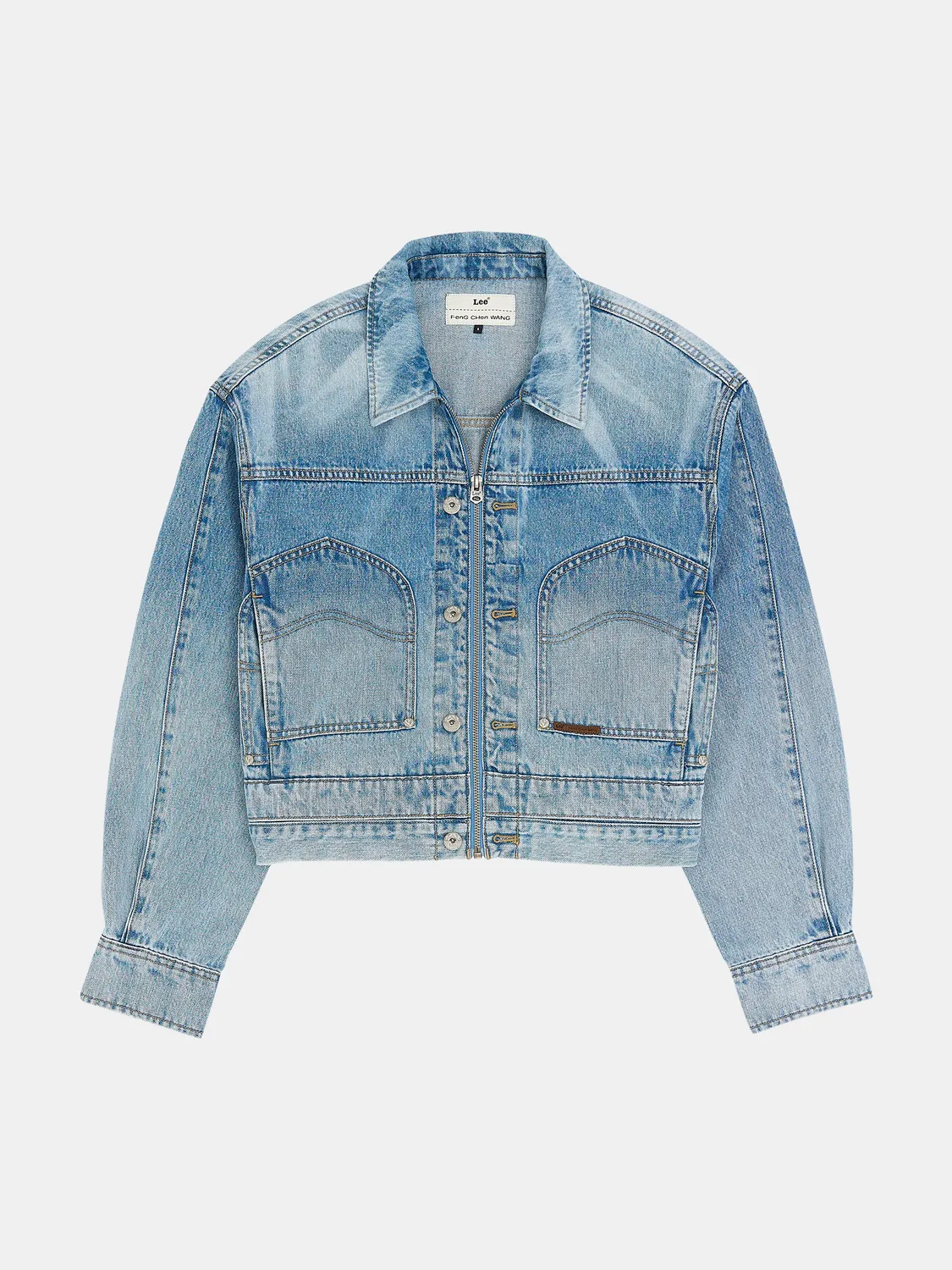 Lee x Feng Chen Wang L/S cropped denimjakke dame S-L lynlås