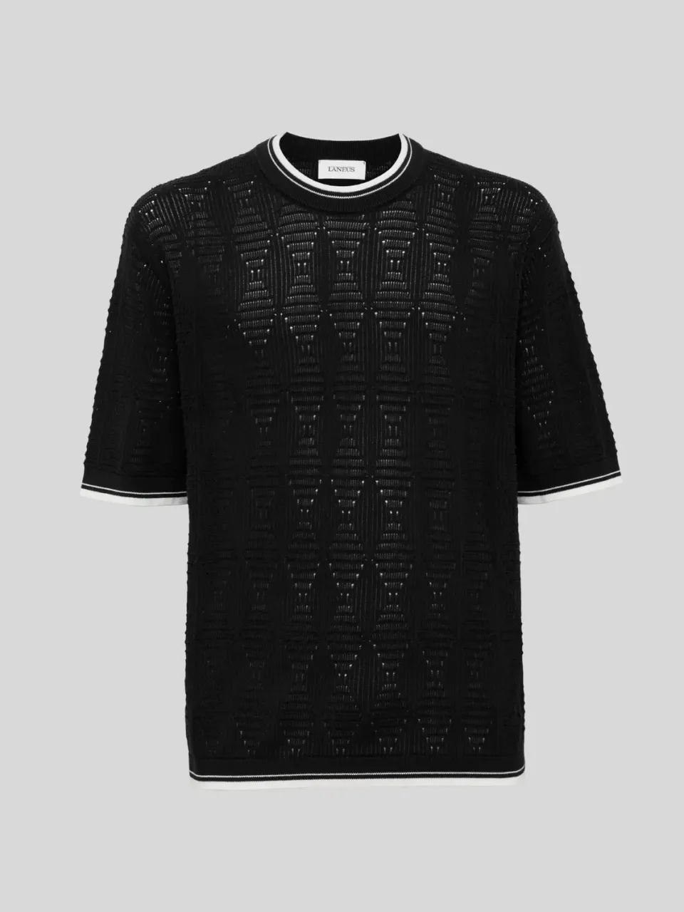Laneus Knitted Openwork T-Shirt strik sort bomuld