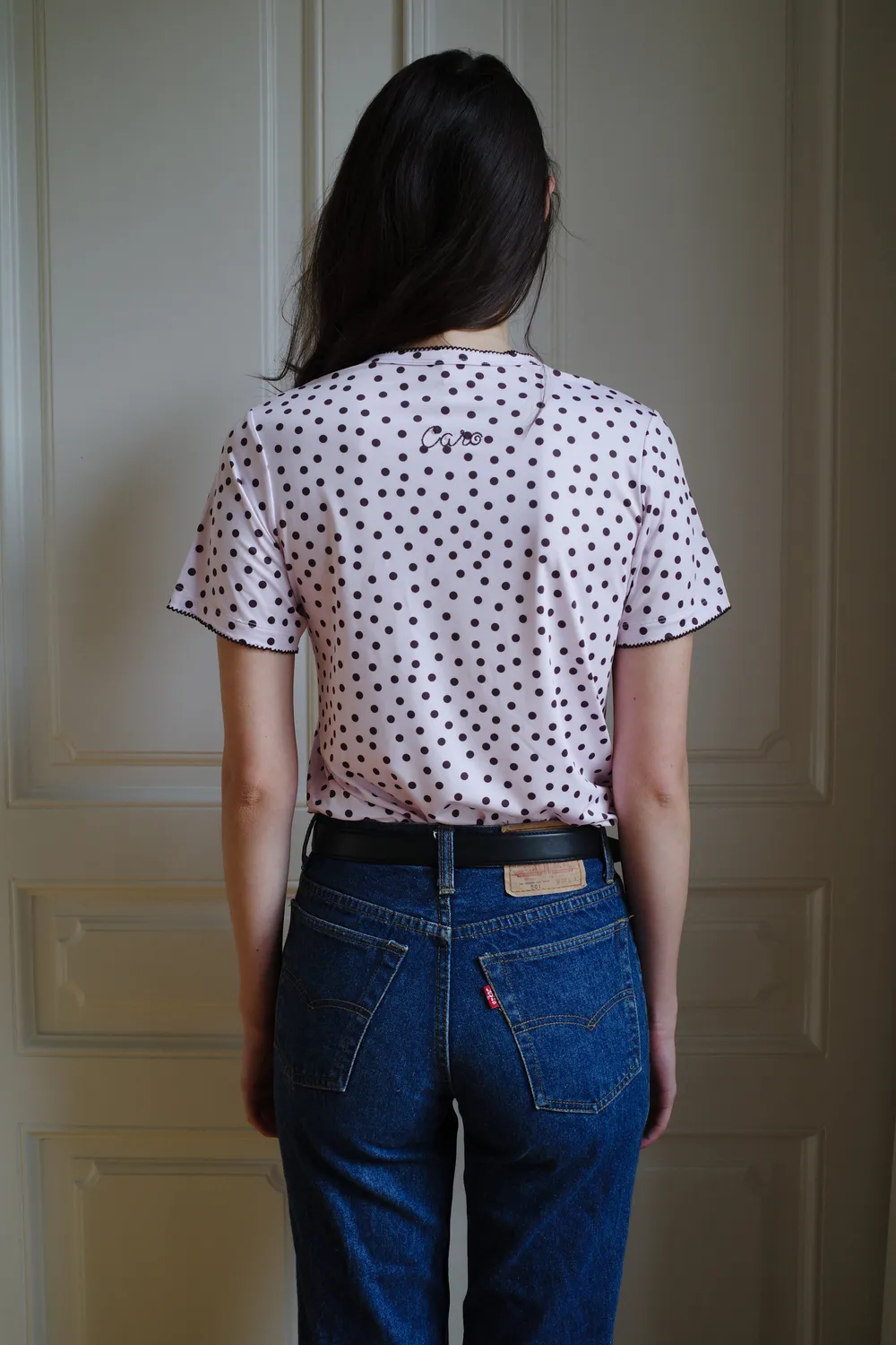 Caro Editions T-Shirt Jersey Pink Dots t-shirt elastan