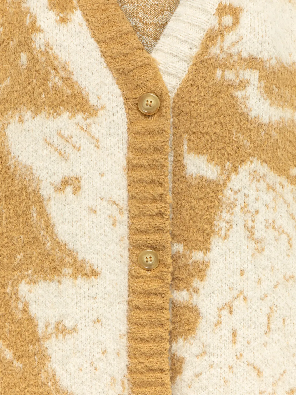 Laneus Boxy Jacquard cardigan camel/cream bomuld