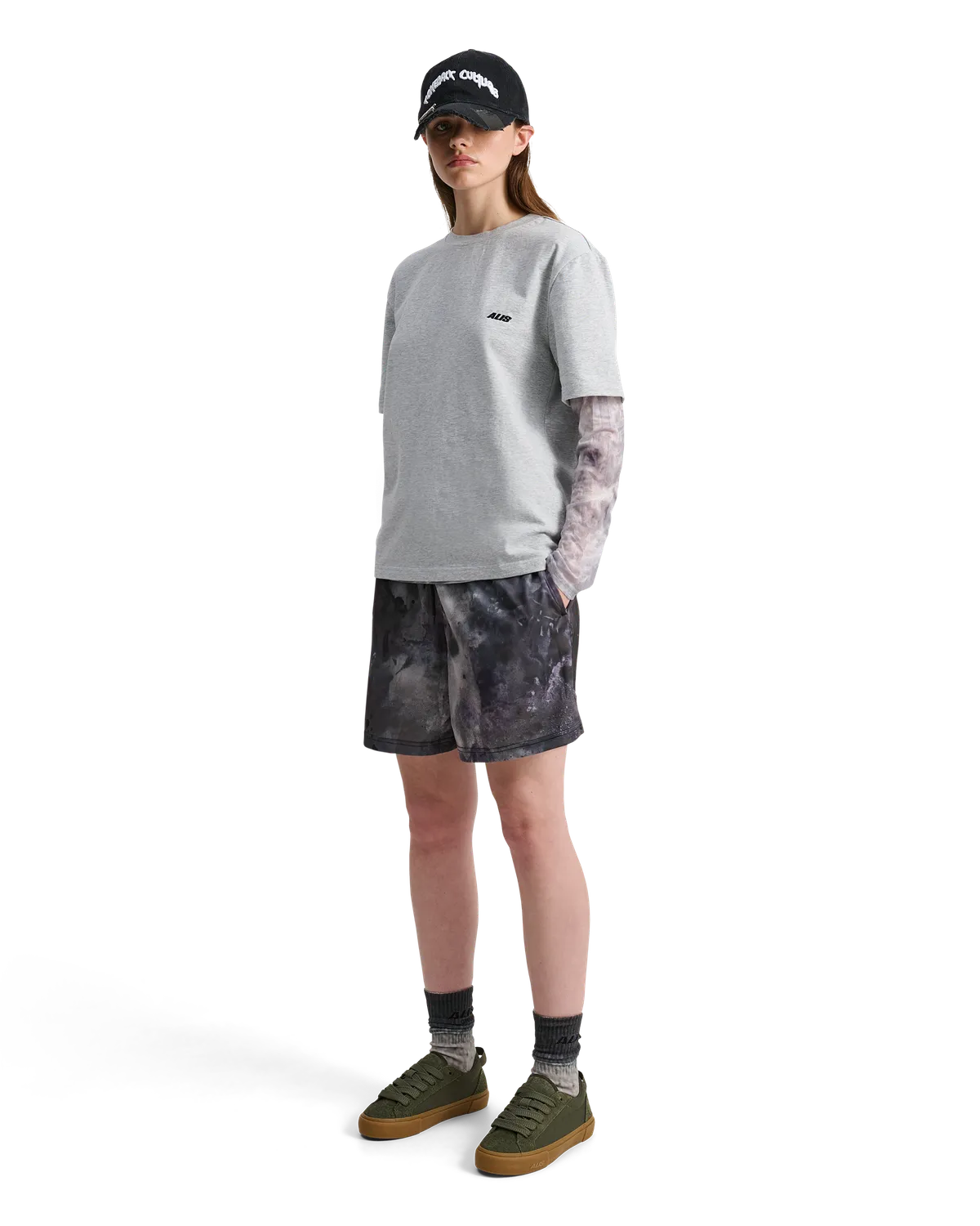Alis Torey cropped t-shirt gråmeleret bomuld
