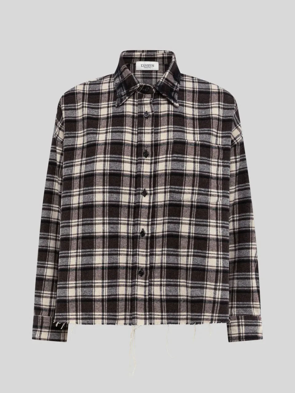 Laneus Oversize Check Flannel skjorte brun ternet