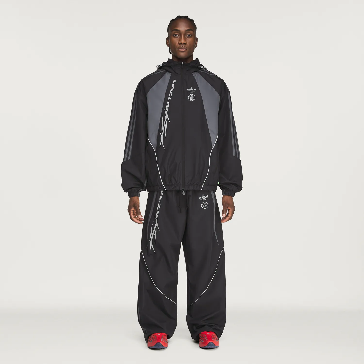 Hellstar Tracksuit jakke sort nylon oversized