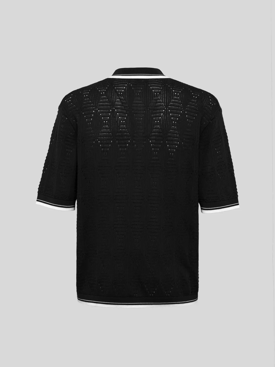Laneus Openwork Knit polo sort hullet bomuld