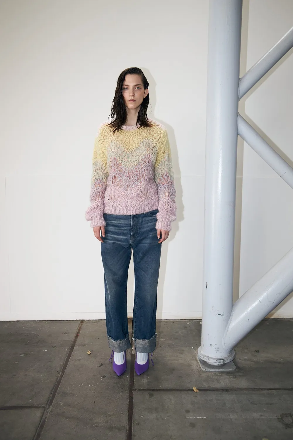 DAWNXDARE Ella striktrøje pastel shade hulmønstret
