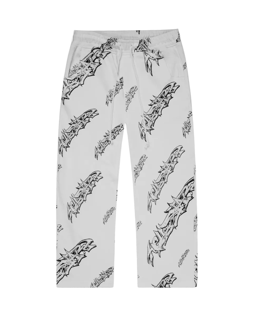 Hellstar Graffiti HSSS26SW3 sweatpants hvid baggy