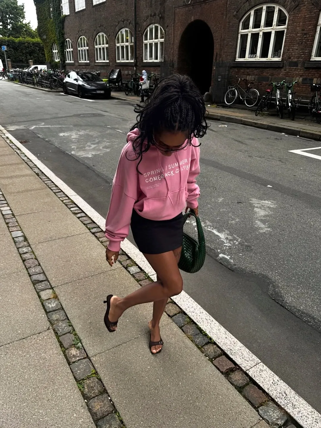 Alis Malto cropped hoodie lyserød bomuld