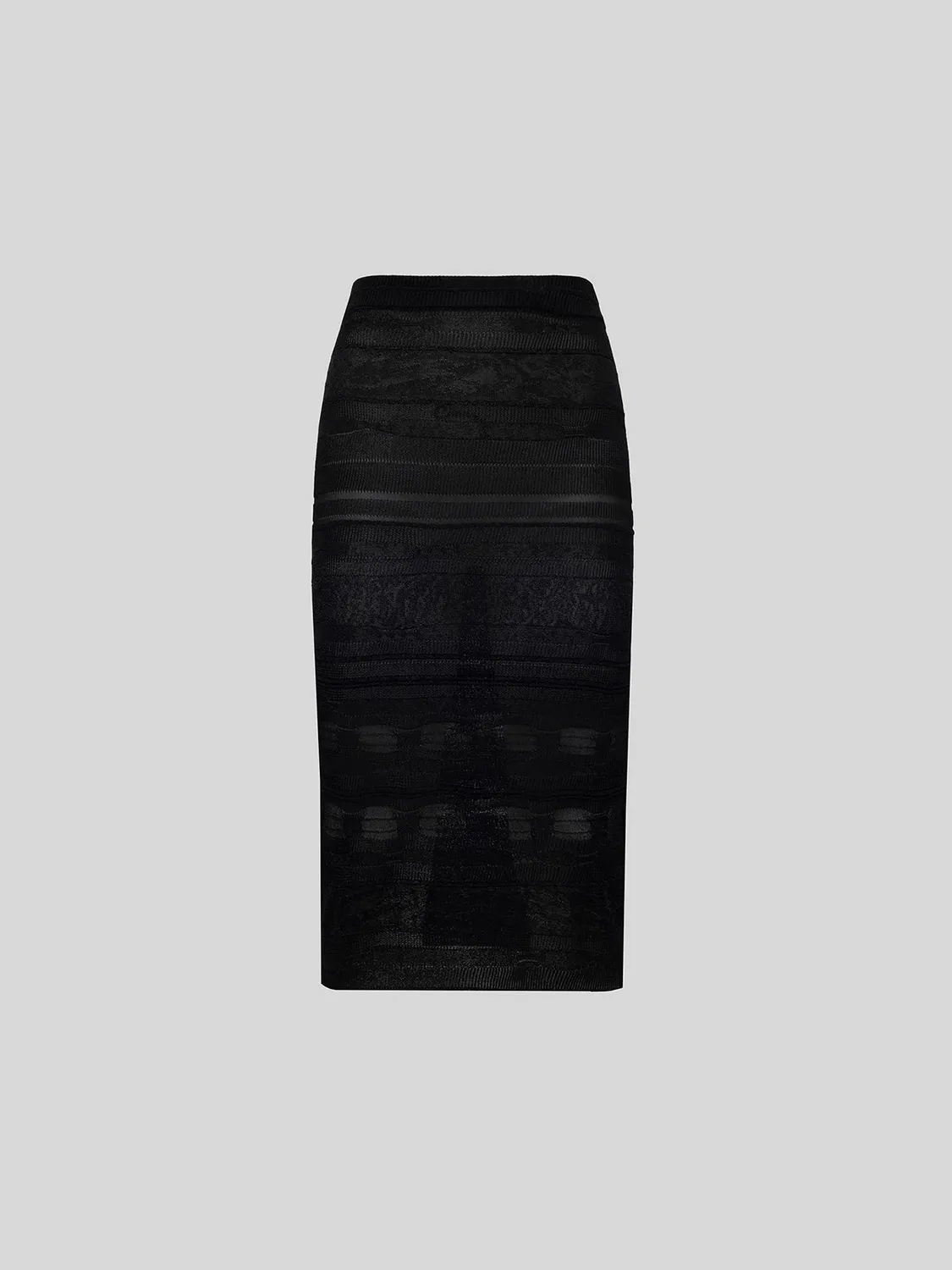 Laneus Light Jacquard nederdel sort viskose slim