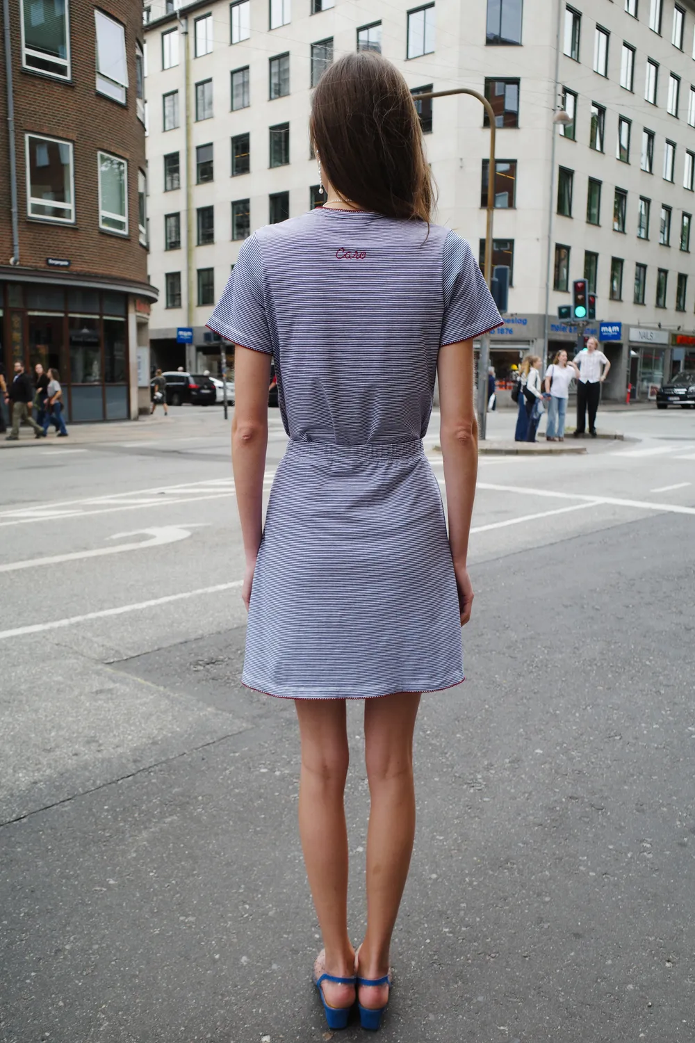 Caro Editions Jersey Skirt nederdel navy stribet