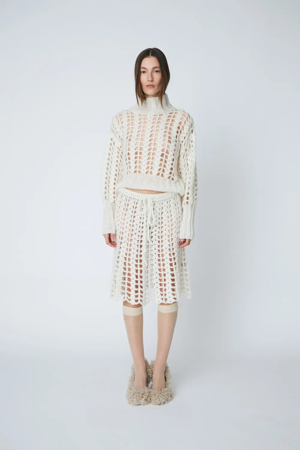 DAWNXDARE Erica Crochet pullover 102 Chalk hæklet