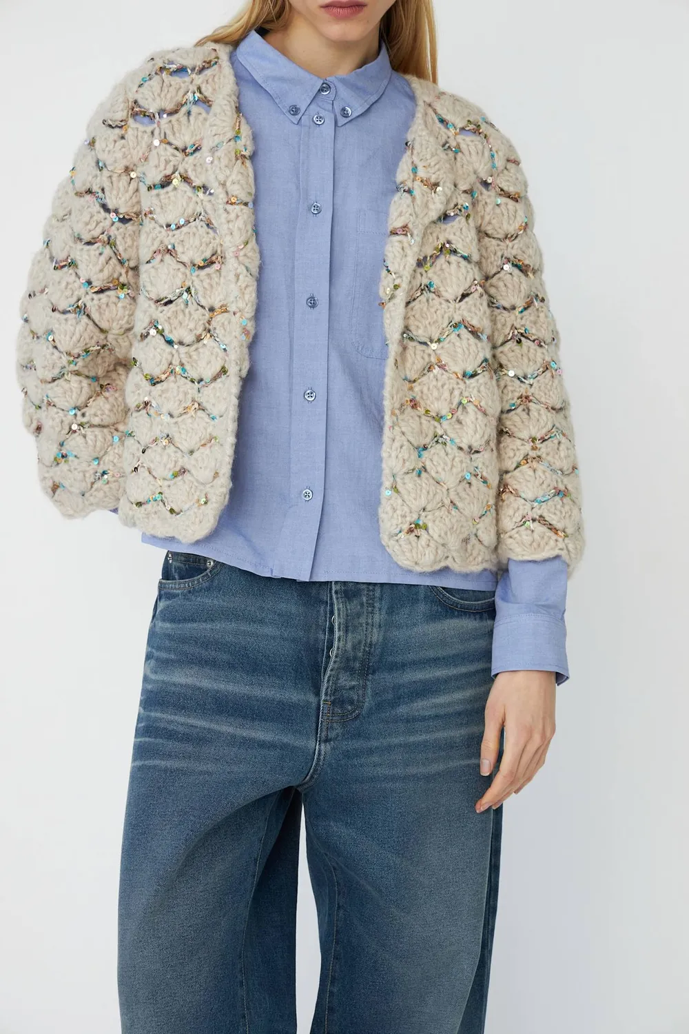 DAWN x DARE Ginza cardigan 900 multi hæklet bomuld
