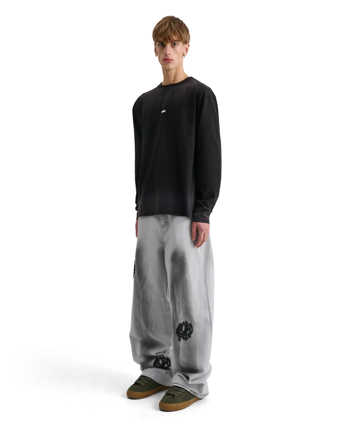 Alis Joshua langærmet t-shirt faded black bomuld
