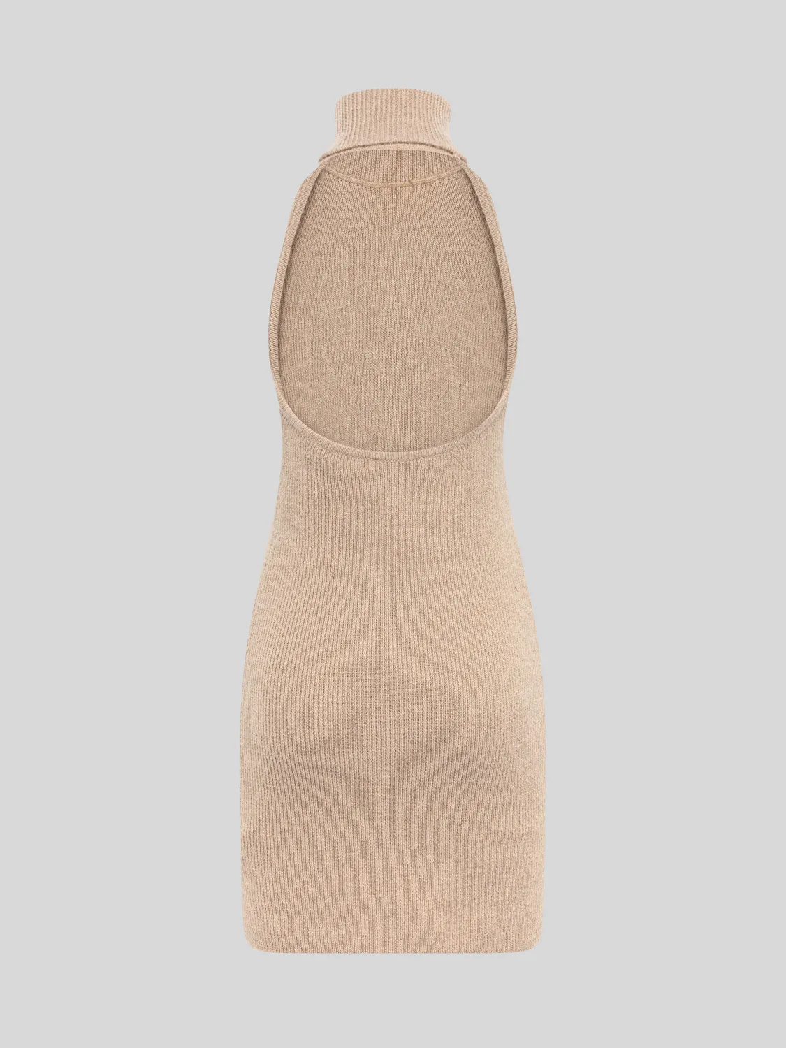 Laneus minikjole halterneck beige uld
