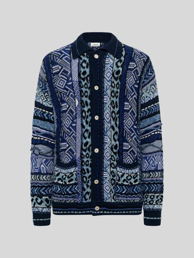 Laneus cardigan blå oversize bomuld