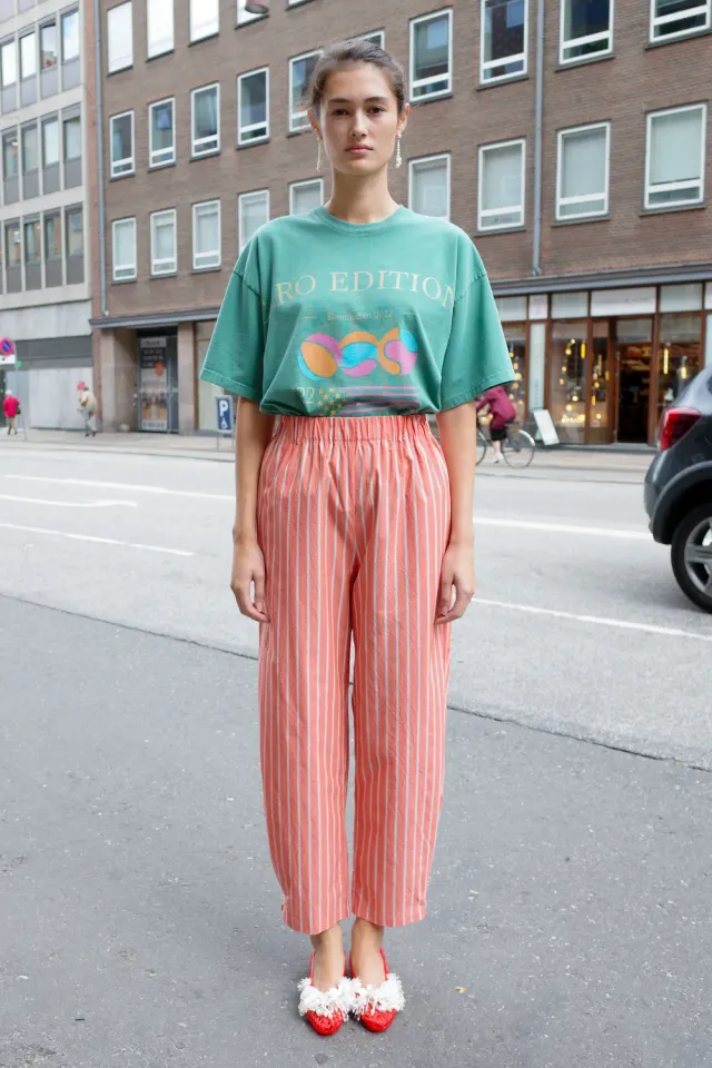 Caro Editions Coco Pants bukser orange stribe bomuld