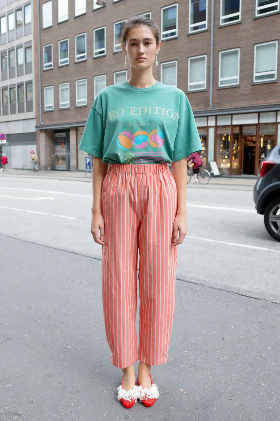 Caro Editions Coco Pants bukser orange stribe bomuld