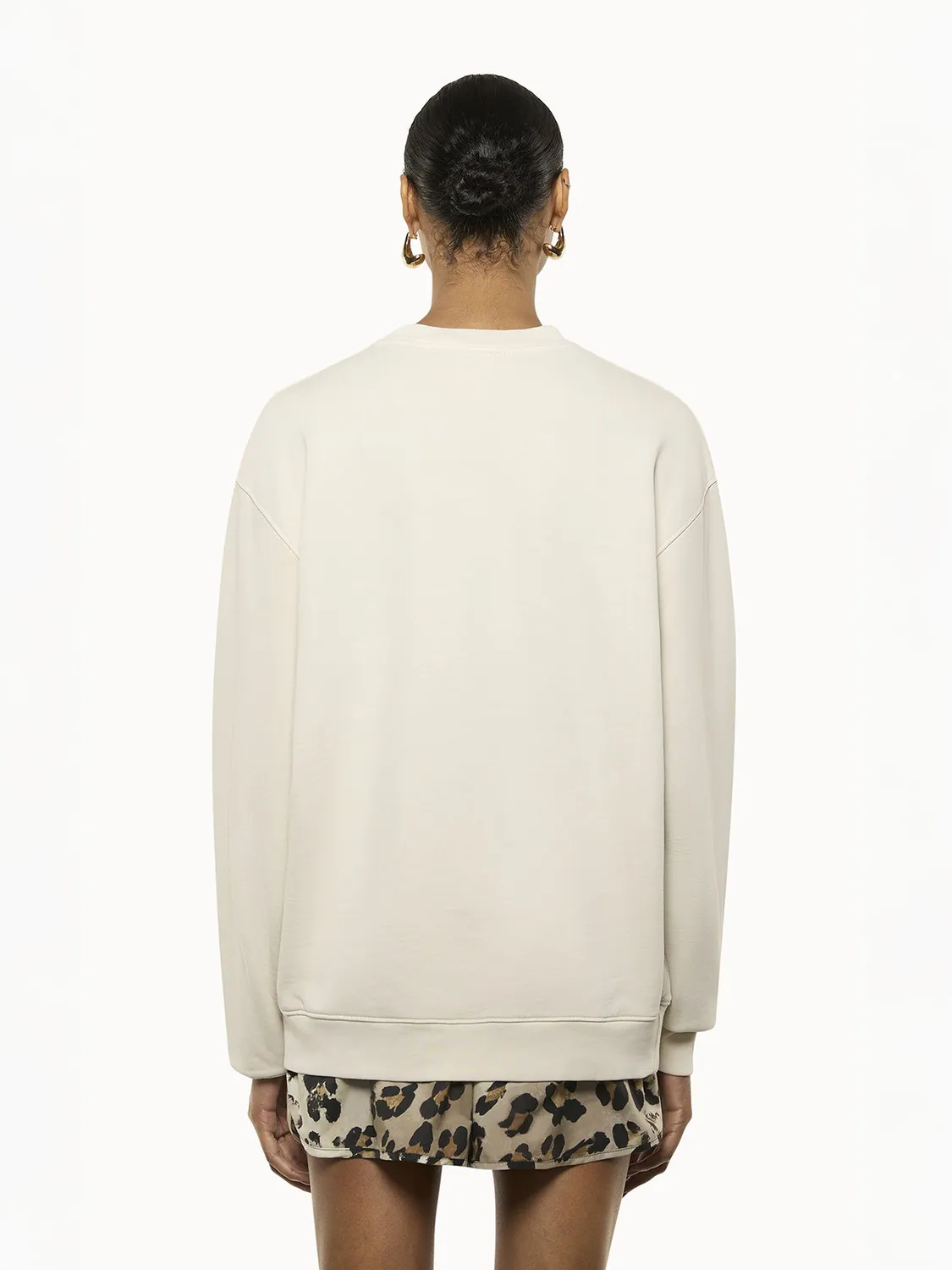 Laneus Crew Neck Cotton Sweatshirt Cream bomuldssweatshirt