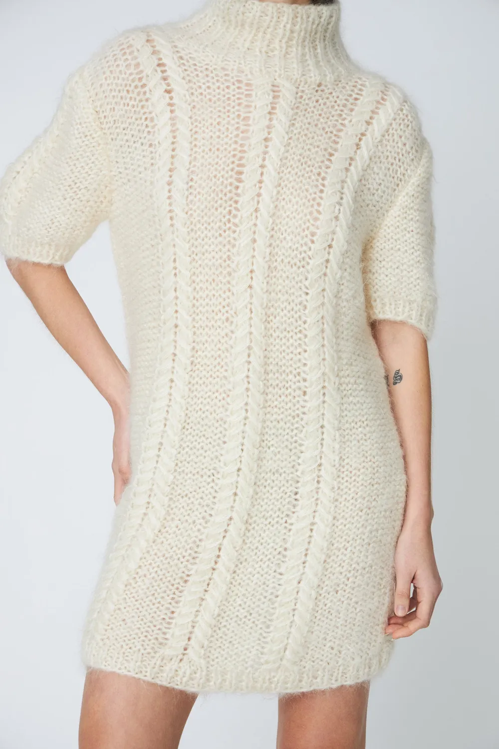 DAWNXDARE Smilla strikkjole 102 Chalk uld snoning