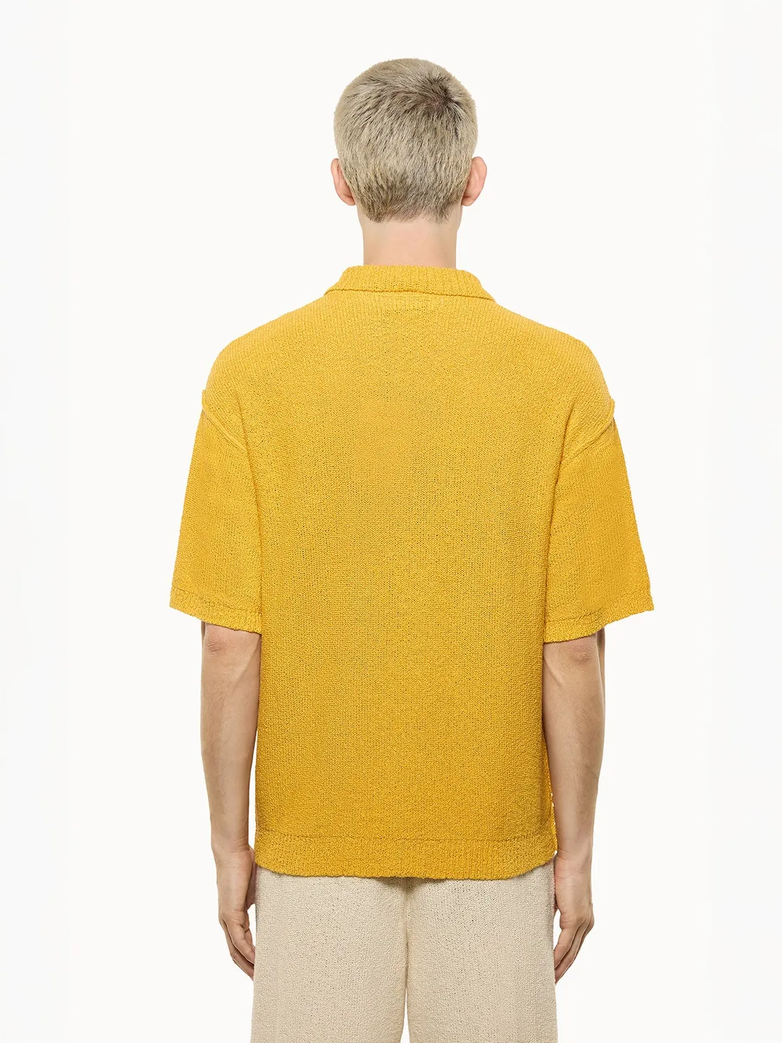 Laneus Cashmere Silk Boxy Shirt skjorte saffron strik