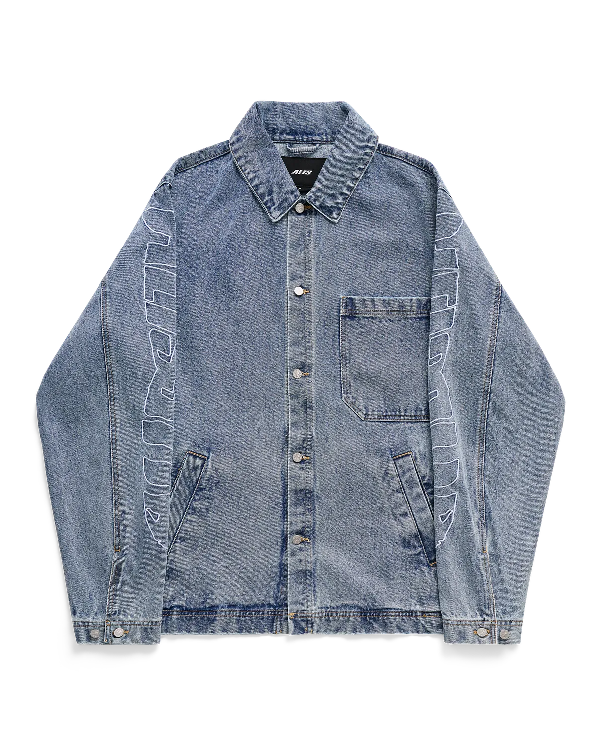Alis Viren worker jakke Washed Light Blue bomuld