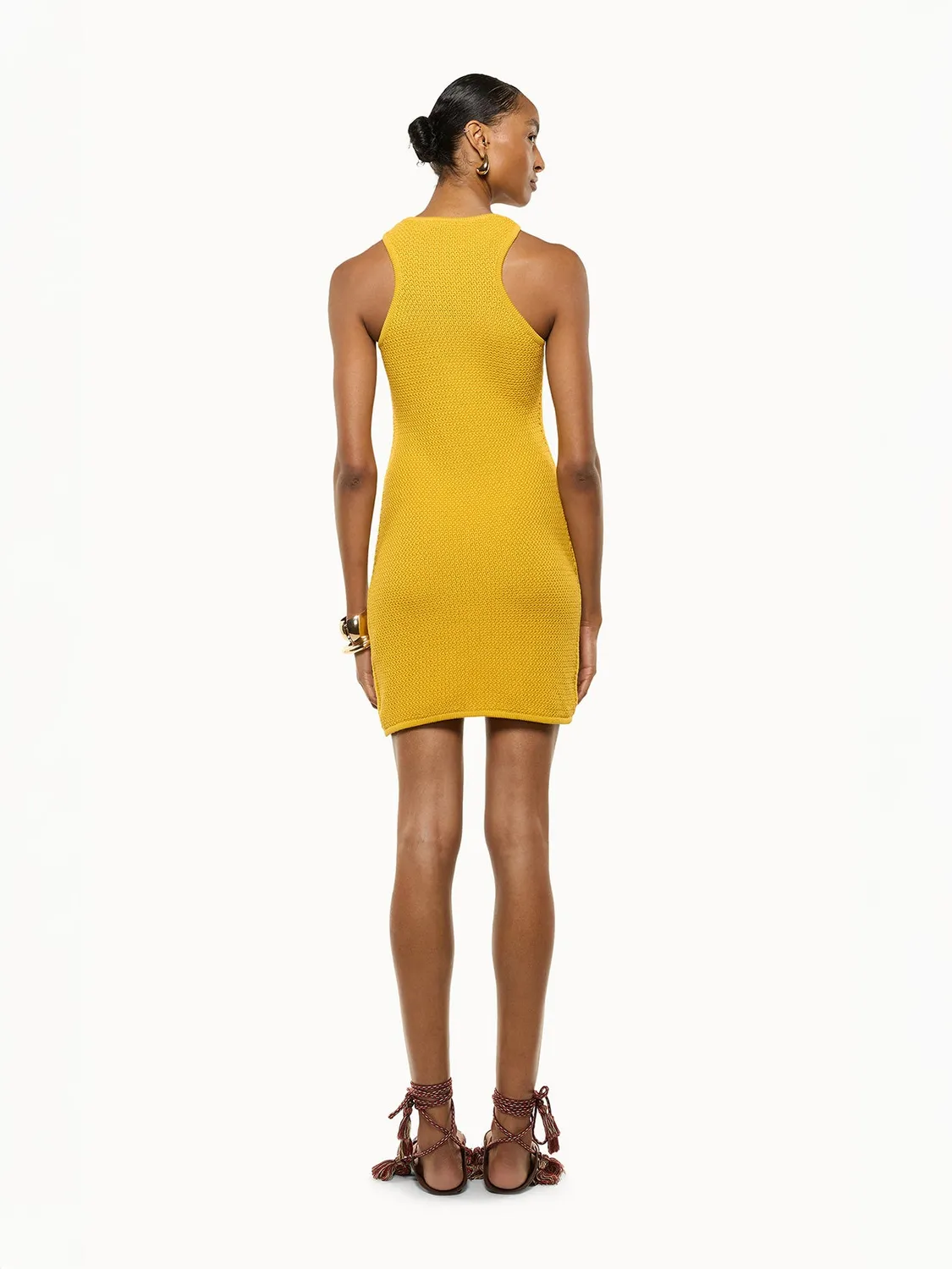 Laneus Knit Mini Dress kjole safran bomuld